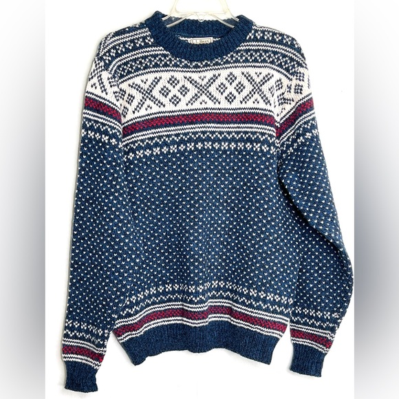 VINTAGE L L BEAN WOOL BLEND MADE IN USA MENS WINTER SWEATER SZ. L   #141 - Picture 1 of 7
